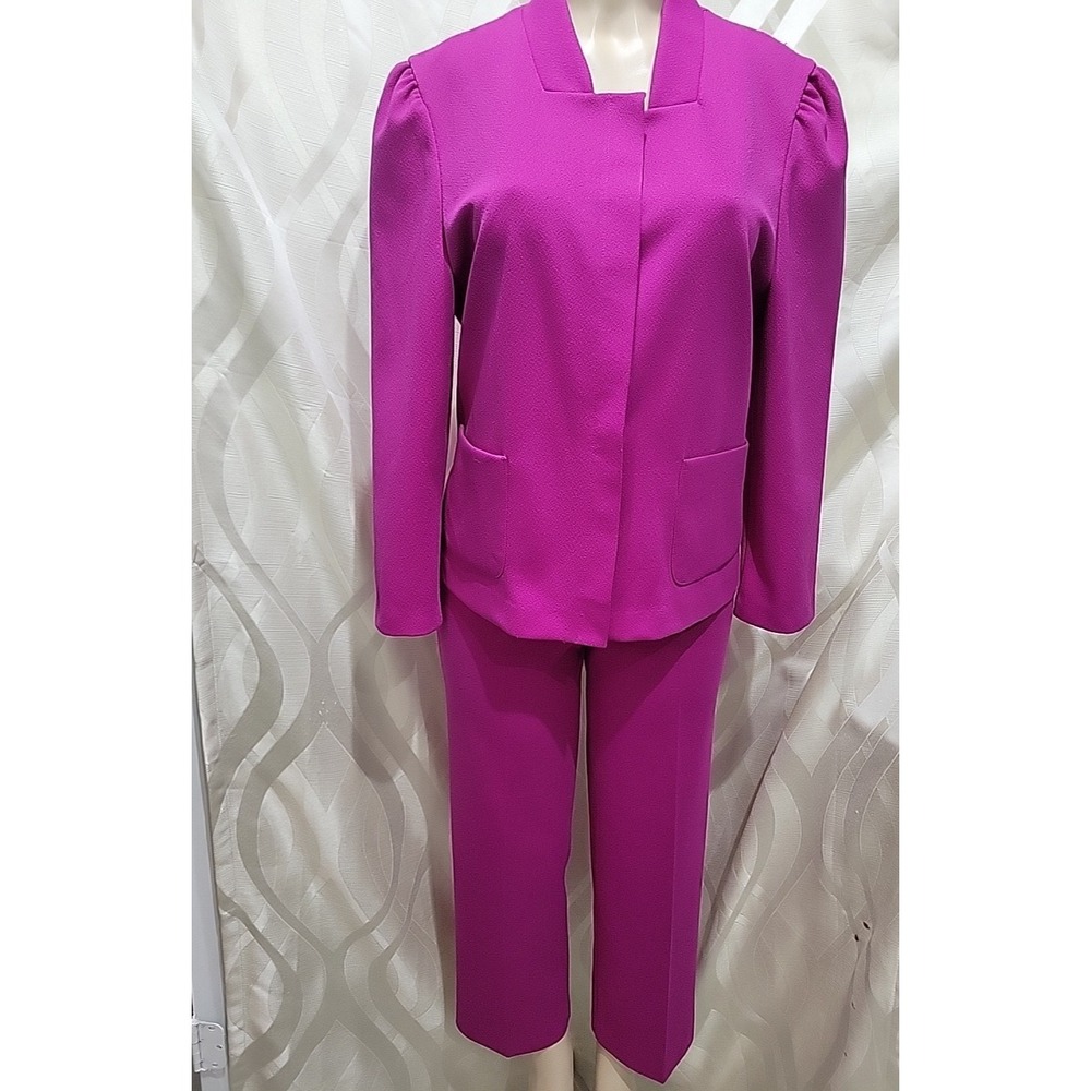 The Petite Concept By Devon Vintage 70s Purple Violet 2 Piece Pant Suit- Sz L